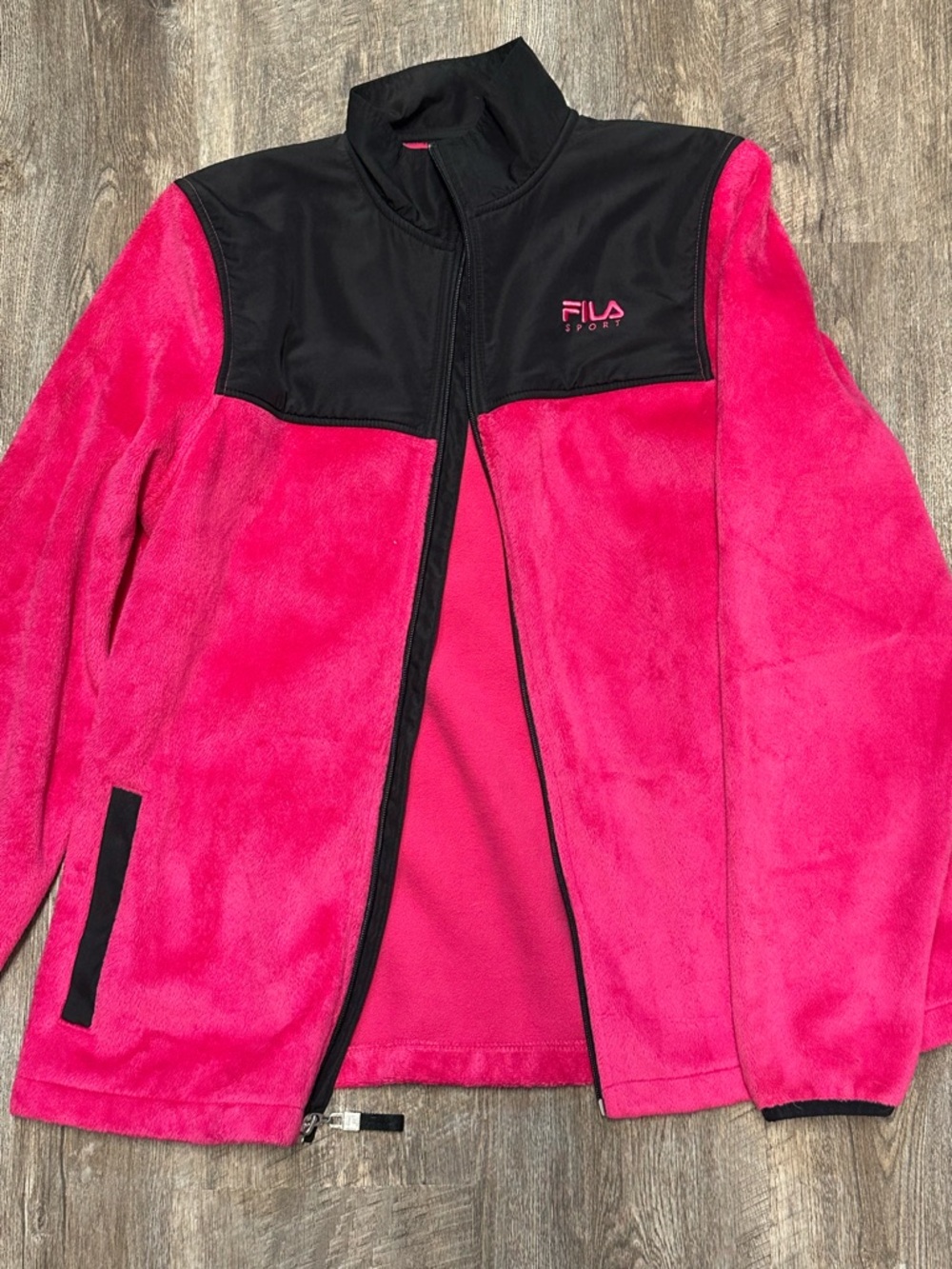 Fila Hot Pink and Black Zip Fleece Jacket
